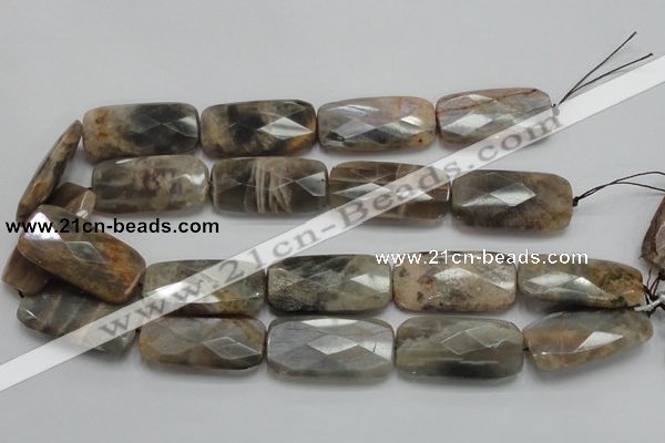 CSS116 15.5 inches 20*40mm faceted rectangle natural sunstone beads