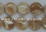 CSS228 15.5 inches 16mm flat round natural sunstone beads