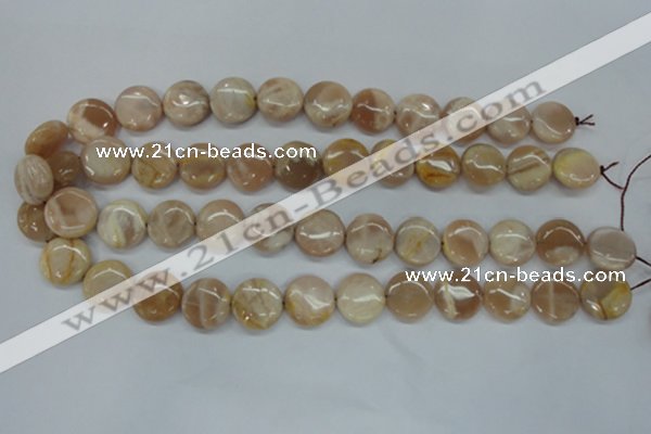 CSS228 15.5 inches 16mm flat round natural sunstone beads