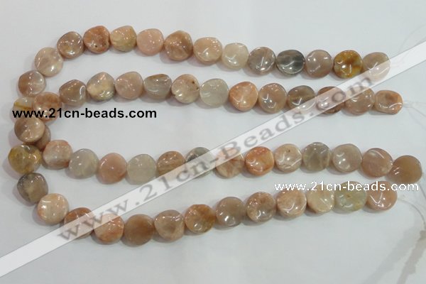 CSS255 15.5 inches 14mm twisted coin natural sunstone beads