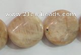 CSS256 15.5 inches 20mm twisted coin natural sunstone beads