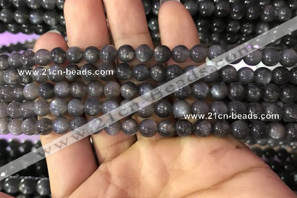 CSS315 15.5 inches 6mm round black sunstone gemstone beads