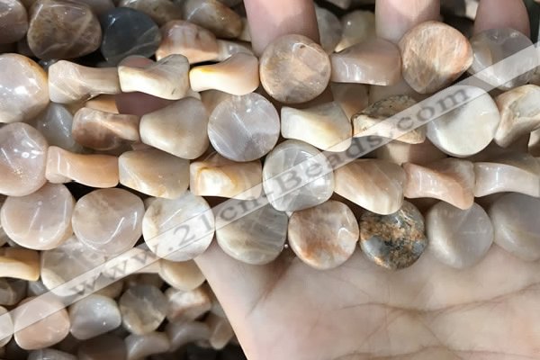 CSS437 15.5 inches 16mm twisted coin sunstone beads wholesale