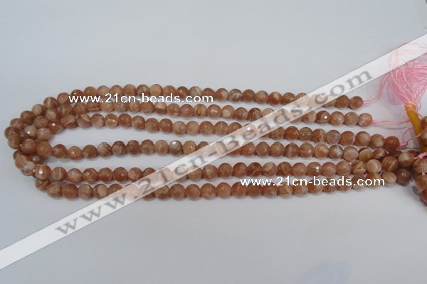CSS502 15.5 inches 7mm faceted round natural golden sunstone beads