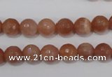 CSS504 15.5 inches 9mm faceted round natural golden sunstone beads