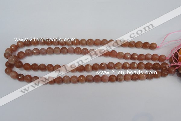 CSS504 15.5 inches 9mm faceted round natural golden sunstone beads