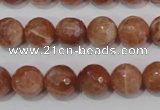 CSS506 15.5 inches 11mm faceted round natural golden sunstone beads