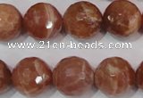 CSS509 15.5 inches 16mm faceted round natural golden sunstone beads