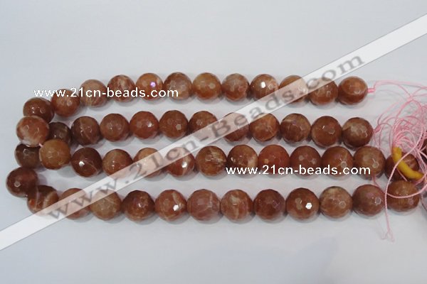 CSS509 15.5 inches 16mm faceted round natural golden sunstone beads