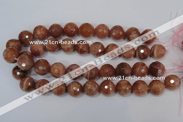 CSS511 15.5 inches 19mm faceted round natural golden sunstone beads