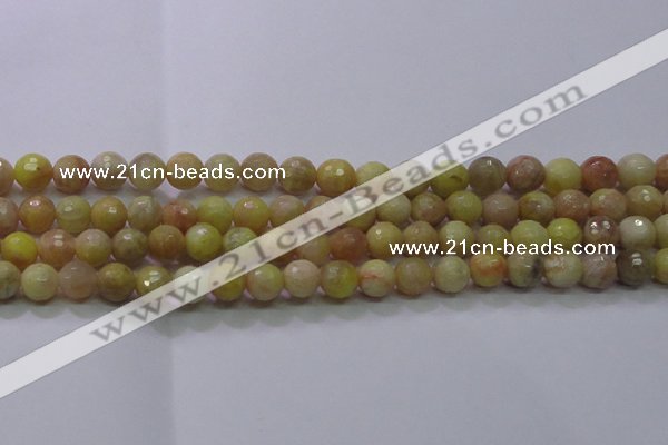 CSS612 15.5 inches 8mm faceted round yellow sunstone gemstone beads