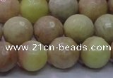 CSS614 15.5 inches 12mm faceted round yellow sunstone gemstone beads