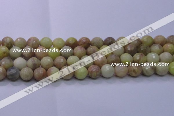 CSS615 15.5 inches 14mm faceted round yellow sunstone gemstone beads