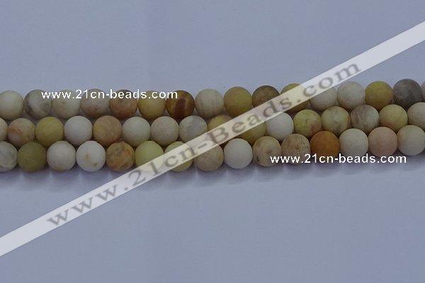 CSS624 15.5 inches 12mm round matte yellow sunstone gemstone beads