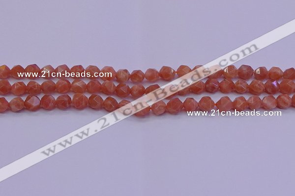 CSS681 15.5 inches 6mm faceted nuggets natural sunstone beads