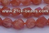 CSS682 15.5 inches 8mm faceted nuggets natural sunstone beads