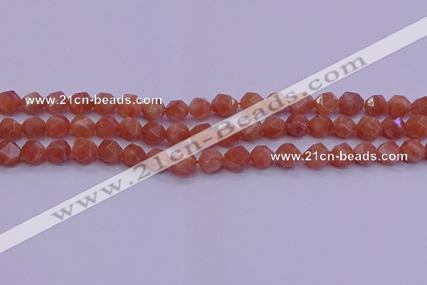 CSS682 15.5 inches 8mm faceted nuggets natural sunstone beads