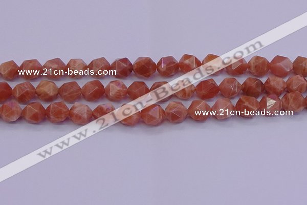 CSS684 15.5 inches 12mm faceted nuggets natural sunstone beads