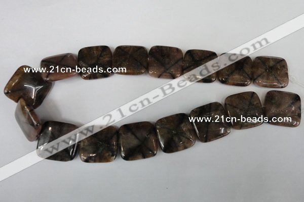 CST44 15.5 inches 25*25mm square staurolite gemstone beads wholesale