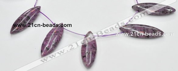 CSU25 AB grade 20*60mm flat rice dyed natural sugilite beads