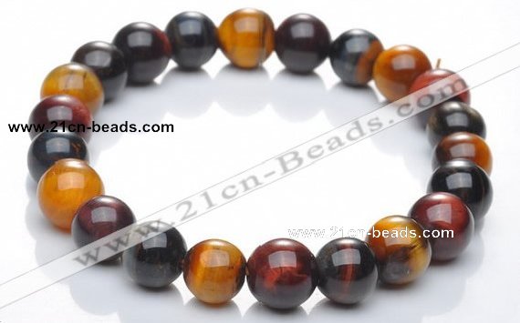 CTB01 6 inch 8mm round mixed color tiger eye bracelet Wholesale