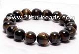 CTB03 7 inches 10mm round blue tiger eye stretch bracelet