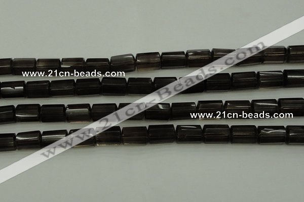 CTB100 15.5 inches 8*12mm faceted tube smoky quartz beads