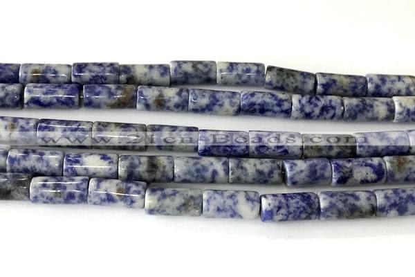 CTB1034 15 inches 8*16mm - 8*18mm tube blue spot stone beads