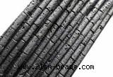 CTB1066 15 inches 4*13mm tube black lava beads wholesale