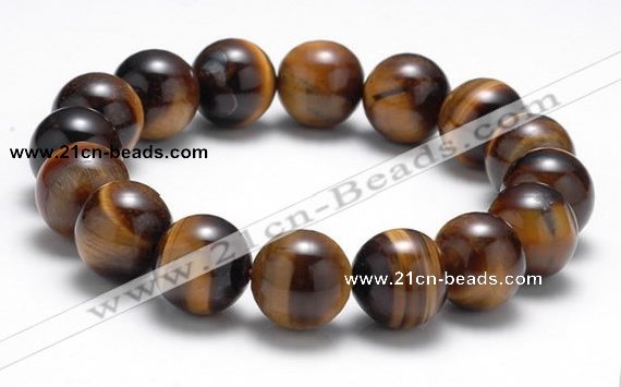 CTB12 8 inches 12mm round yellow tiger eye stretch bracelet