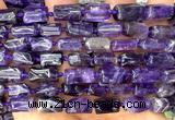 CTB1255 15 inches 6*10mm - 8*12mm faceted tube amethyst beads