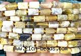 CTB1289 15 inches 6*10mm - 8*12mm faceted tube yellow opal beads