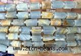 CTB1291 15 inches 6*10mm - 8*12mm faceted tube blue calcite beads