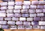 CTB1301 15 inches 6*10mm - 8*12mm faceted tube lepidolite beads