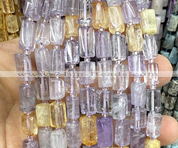 CTB1328 15 inches 6*10mm - 8*12mm faceted tube ametrine beads