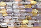 CTB1328 15 inches 6*10mm - 8*12mm faceted tube ametrine beads