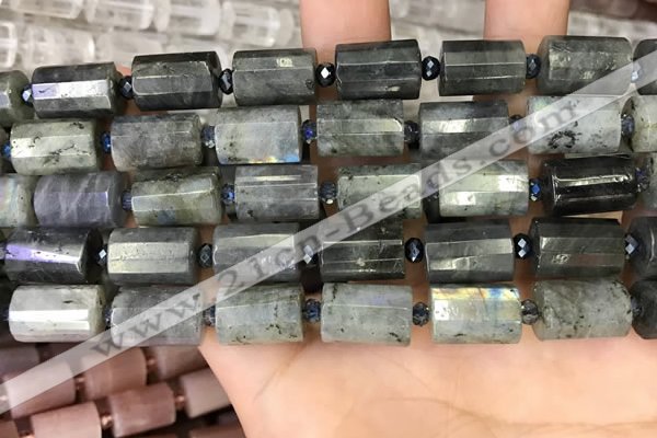 CTB209 15.5 inches 10*15mm faceted tube labradorite beads