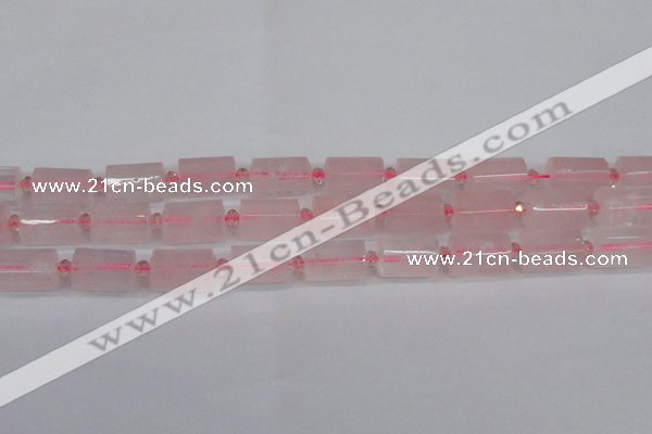 CTB212 15.5 inches 13*18mm faceted tube rose quartz beads