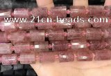 CTB222 15.5 inches 10*14mm faceted tube strawberry quartz beads