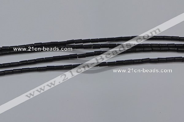 CTB300 15.5 inches 3*6mm tube black stone beads wholesale