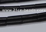 CTB318 15.5 inches 4*13mm tube black stone beads wholesale