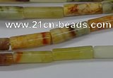 CTB324 15.5 inches 4*13mm tube flower jade beads wholesale