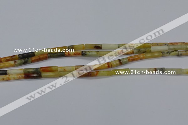 CTB324 15.5 inches 4*13mm tube flower jade beads wholesale