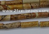 CTB332 15.5 inches 4*13mm tube picture jasper beads wholesale