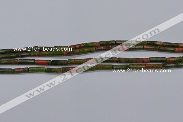 CTB350 15.5 inches 4*13mm tube unakite beads wholesale