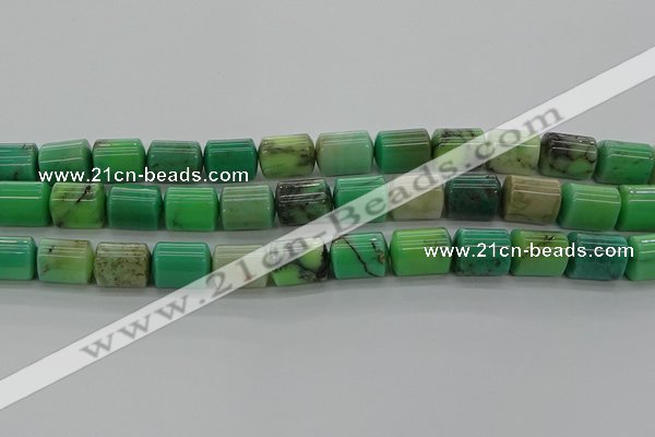 CTB516 15.5 inches 10*13mm triangle grass agate beads wholesale