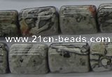 CTB525 15.5 inches 10*13mm triangle grey picture jasper beads wholesale