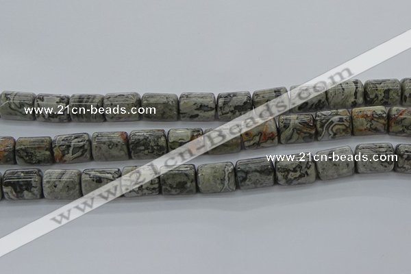 CTB525 15.5 inches 10*13mm triangle grey picture jasper beads wholesale