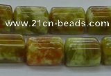 CTB548 15.5 inches 10*13mm triangle green dragon serpentine jasper beads