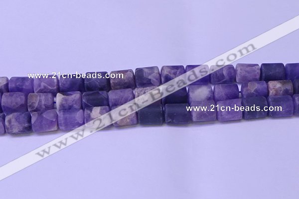 CTB563 15.5 inches 10*13mm triangle matte dogtooth amethyst beads